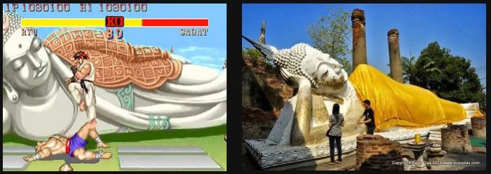 Sagat Stage (Street Fighter series) and Wat Phra Si Sanphet temple (Thailand)